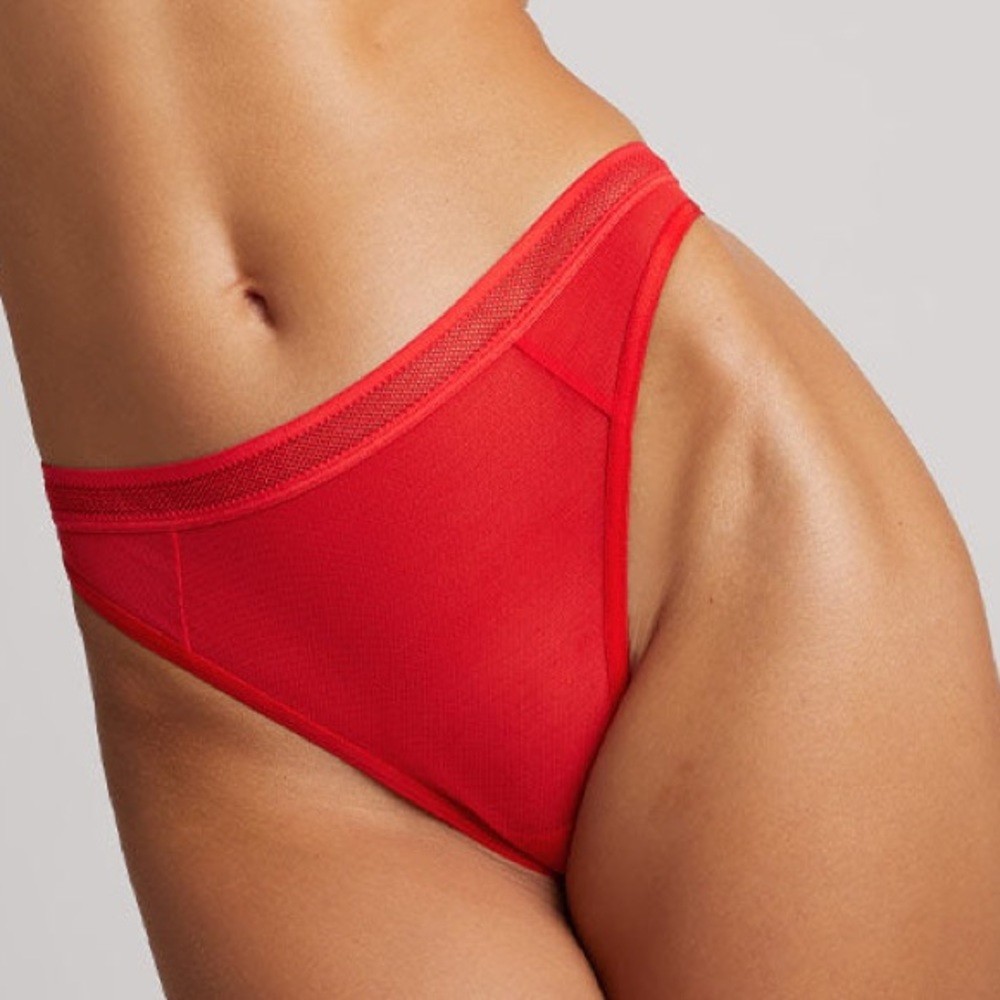Negative Sieve Trim High Thong Small Red